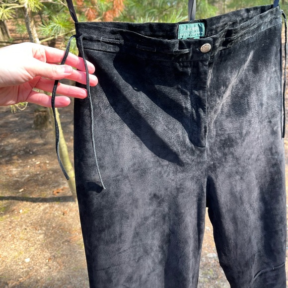 90s Lauren Ralph Lauren Leather Suede Lace-Up Pants - Picture 5 of 15
